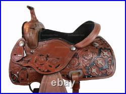 Trail Western Saddle Horse Pleasure Floral Tooled Leather Tack Set 15 16 17 18