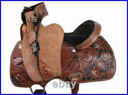 Trail Western Saddle Horse Pleasure Floral Tooled Leather Tack Set 15 16 17 18