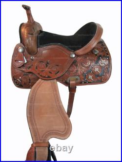 Trail Western Saddle Horse Pleasure Floral Tooled Leather Tack Set 15 16 17 18