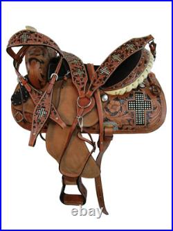 Trail Western Saddle Horse Pleasure Floral Tooled Leather Tack Set 17 16 15