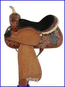 Trail Western Saddle Horse Pleasure Floral Tooled Leather Tack Set 17 16 15