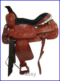 Trail Western Saddle Horse Pleasure Floral Tooled Leather Tack Set 18 17 16 15