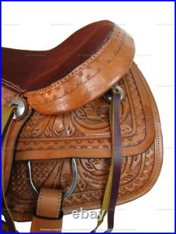 Trail Western Saddle Pleasure Horse Floral Tooled Leather Tack Set 18 17 16 15