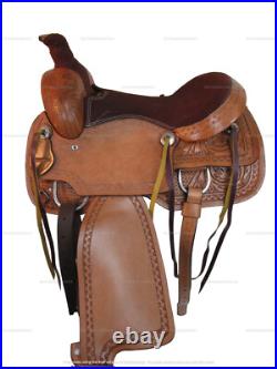 Trail Western Saddle Pleasure Horse Floral Tooled Leather Tack Set 18 17 16 15