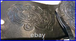 Training Saddle 10 Inch Black Tooled Leather Work Design Mexico Beautiful Vtg
