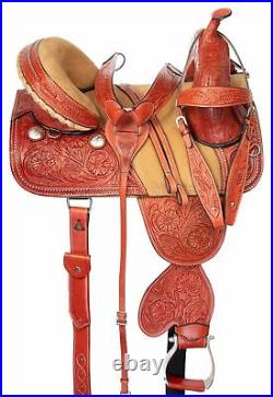 Treeless Horse Saddle 16 17 Comfy Western Tooled Leather Pleasure Trail Tack