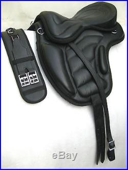 Treeless cow softy leather Saddles black size 16,17 & 18 + Matching Girth
