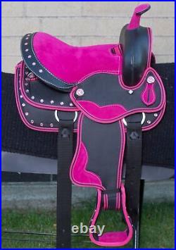 USED 10 12 13 in WESTERN PLEASURE YOUTH KIDS PONY OR HORSE SADDLE TACK SET