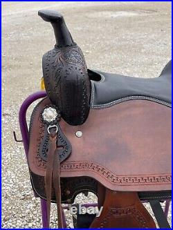 Unique Adult Western Horse Barrel Saddle Floral Tooled on Skirt 15 16 17