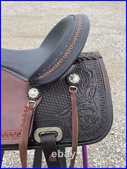 Unique Adult Western Horse Barrel Saddle Floral Tooled on Skirt 15 16 17