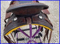 Unique Adult Western Horse Barrel Saddle Floral Tooled on Skirt 15 16 17