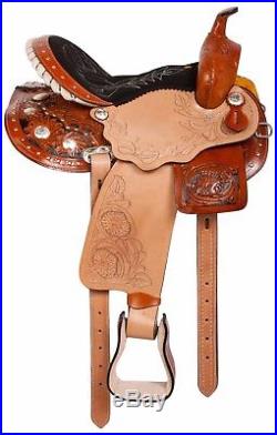 Used 14 15 Western Barrel Racing Pleasure Trail Horse Leather Saddle And Tack
