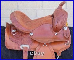 Used 14.5 Western Pleasure Trail Comfy Cowhide Leather Tooled Horse Saddle