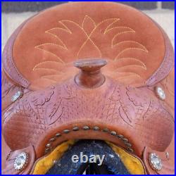 Used 14.5 Western Pleasure Trail Comfy Cowhide Leather Tooled Horse Saddle