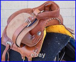Used 14.5 Western Pleasure Trail Comfy Cowhide Leather Tooled Horse Saddle