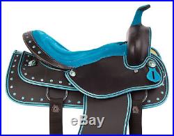 Used 15 16 17 18 Turquoise Western Silver Pleasure Trail Show Horse Saddle