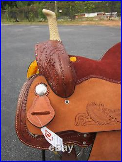 Used 15 16 Barrel Racing Show Pleasure Trail Tooled Leather Western Horse Saddle
