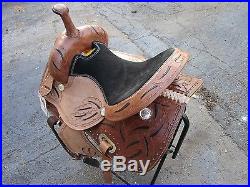 Used 15 16 Barrel Racing Trail Pleasure Tooled Leather Horse Western Saddle Tack