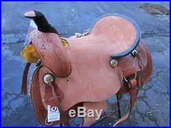 Used 15 16 Roping Ranch Pleasure Floral Tooled Leather Western Horse Saddle Tack
