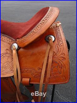 Used 15 16 Roping Roper Cowboy Wade Pleasure Tooled Leather Western Horse Saddle