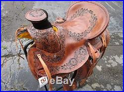 Used 15 16 Wade Roping Ranch Trail Western Cowboy Pleasure Leather Horse Saddle