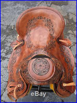 Used 15 16 Wade Roping Ranch Trail Western Cowboy Pleasure Leather Horse Saddle