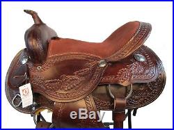 Used 15 16 Western Trail Horse Show Tooled Leather Dark Brown Barrel Saddle Tack