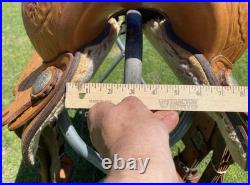 Used 15 Big Horn tooled Western all-around saddle withsemi bars US made