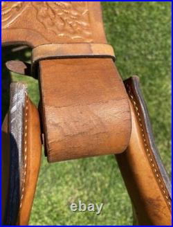 Used 15 Big Horn tooled Western all-around saddle withsemi bars US made