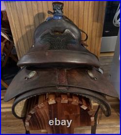 Used 15 Trophy Roping Saddle Stamped Roy Deen Team Roping Heeler