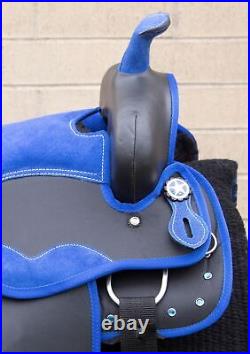 Used 16 17 18 Blue Silver Show Western Cordura Pleasure Trail Horse Saddle Tack