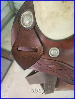 Used 16 Brown Color Leather Roping Saddle with Tooling #1790