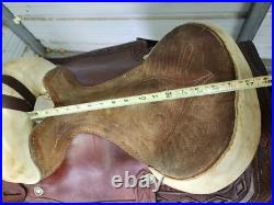 Used 16 Brown Color Leather Roping Saddle with Tooling #1790