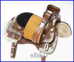 Used 16 Premium Silver Show Parade Hand Carved Western Leather Horse Saddle