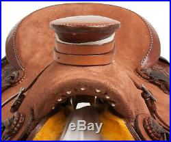 Used 16 Rough Out Hand Carved Western Roping Wade Tree Leather Saddle Tack Set