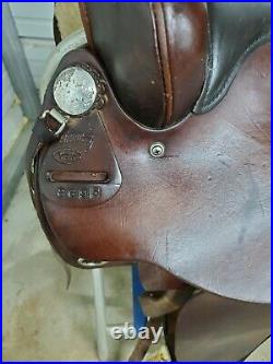 Used 16 Simco Deluxe Brown Leather Trail Saddle with Black Padded Leather Seat