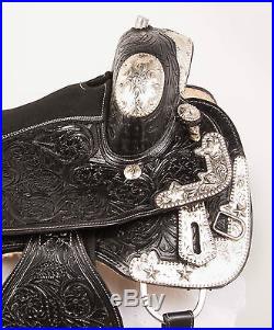 Used 16 Western Pleasure Black Leather Horse Show Silver Equitation Saddle