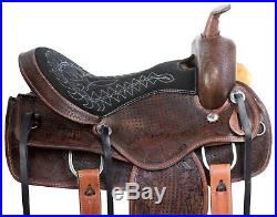 Used 16 Western Pleasure Trail Horse Saddle Antique Oil Leather Comfy Seat