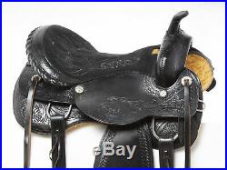 Used 17 Black Thick Leather Western Comfy Pleasure Trail Riding Horse Saddle