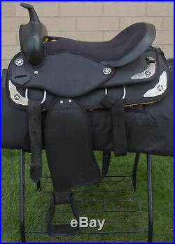 Used 17 Western Pleasure Trail Silver Show Texas Star Horse Saddle Synthetic