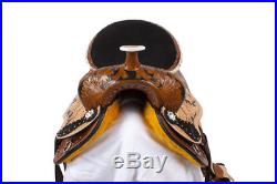 Used Black Inlay Western Barrel Racing Trail Horse Leather Saddle Tack 14 15 16