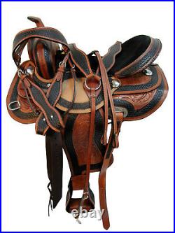 Used Cowboy Saddle 15 16 17 18 Barrel Racing Horse Pleasure Tooled Leather Tack