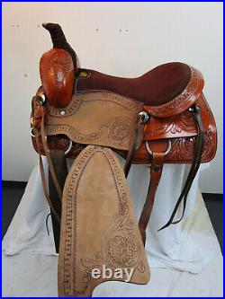 Used Roping Saddle Western Horse Pleasure Floral Tooled Leather Tack 15 16 17 18 Used Roping Saddle Western Horse Pleasure Floral Tooled Leather Tack 15 16 17 18