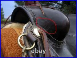Used Rusty May Western Saddle 14 Dark Oil Very Sturdy Pre-Turned Stirrups