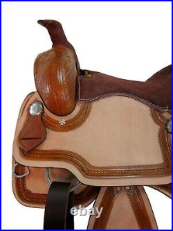 Used Trail Saddle Western Horse Brown Leather Tooled Pleasure Tack 15 16 17 18