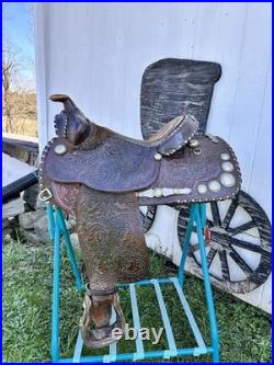 Used Vintage J Bar J Silver Concho Saddlery Western Horse Tack Show