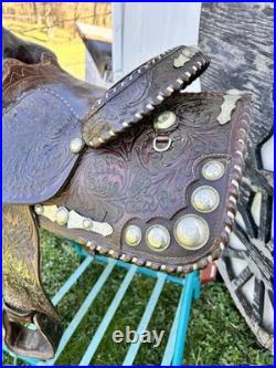 Used Vintage J Bar J Silver Concho Saddlery Western Horse Tack Show