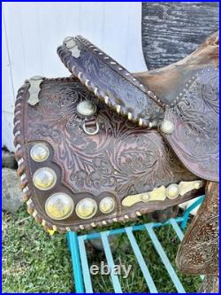 Used Vintage J Bar J Silver Concho Saddlery Western Horse Tack Show