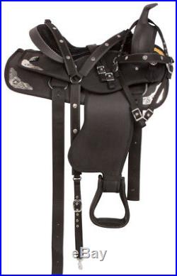 Used Western 16 Gaited Show Trail Horse Black Silver Saddle Tack