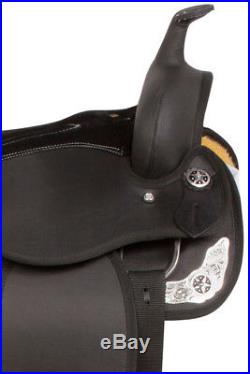 Used Western 16 Gaited Show Trail Horse Black Silver Saddle Tack
